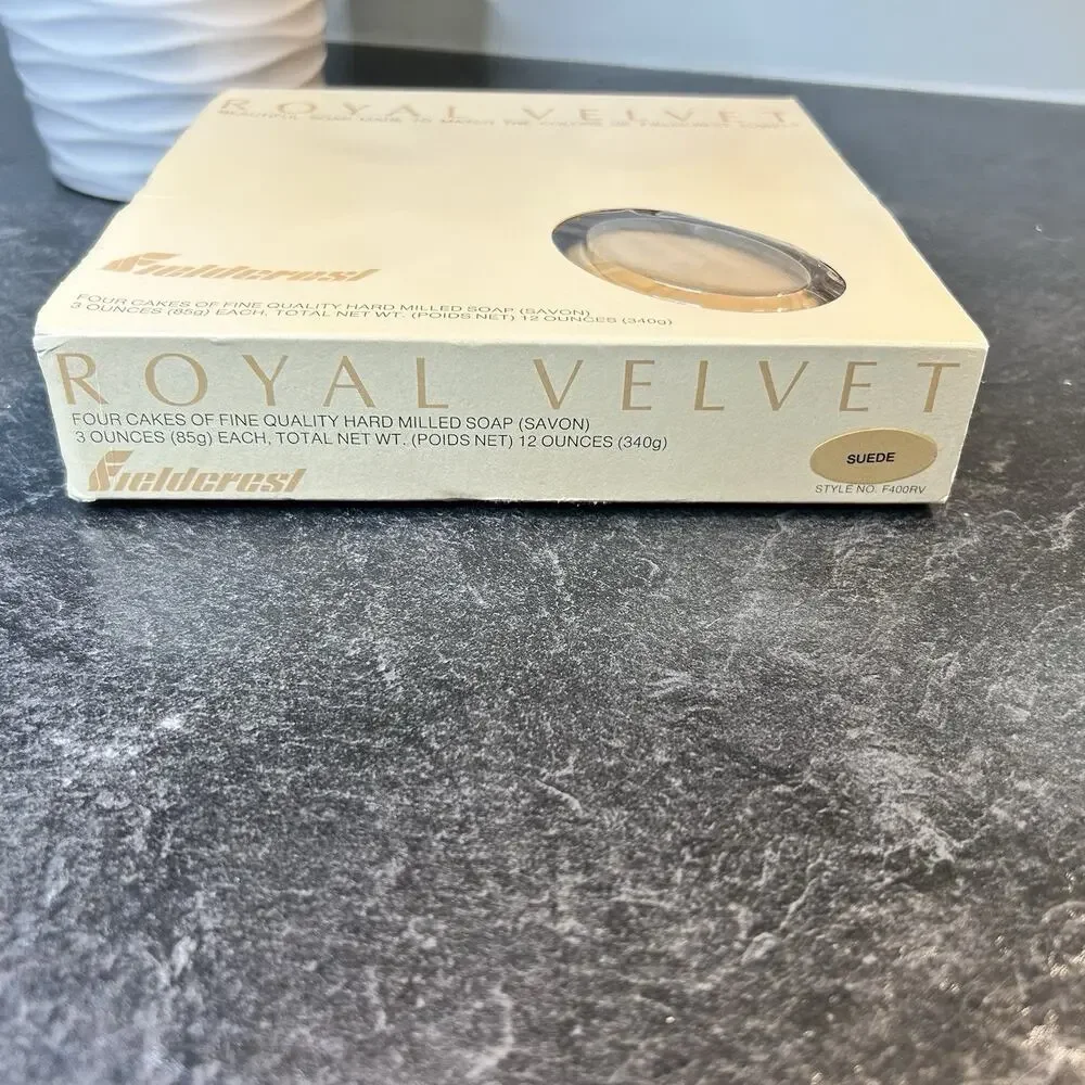 Vintage 4 Pc Royal Velvet Scented Hard Milled‎ Bar Soaps SUEDE 3 oz Each